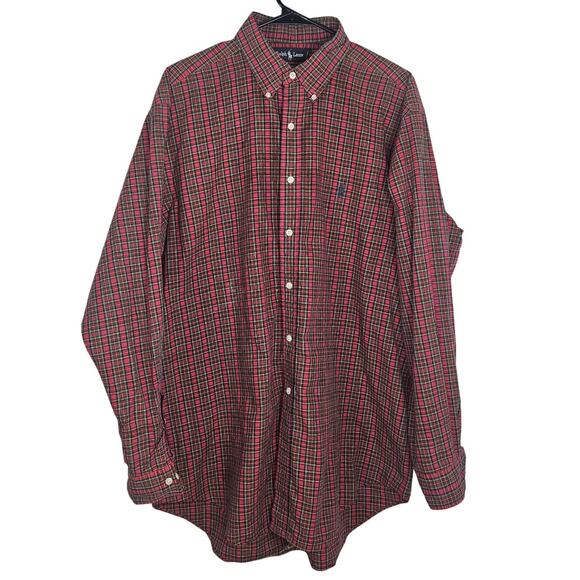 Ralph Lauren Yarmouth Shirt Men Large Plaid Button Down Long Sleeve Preppy Pony - Picture 2 of 10